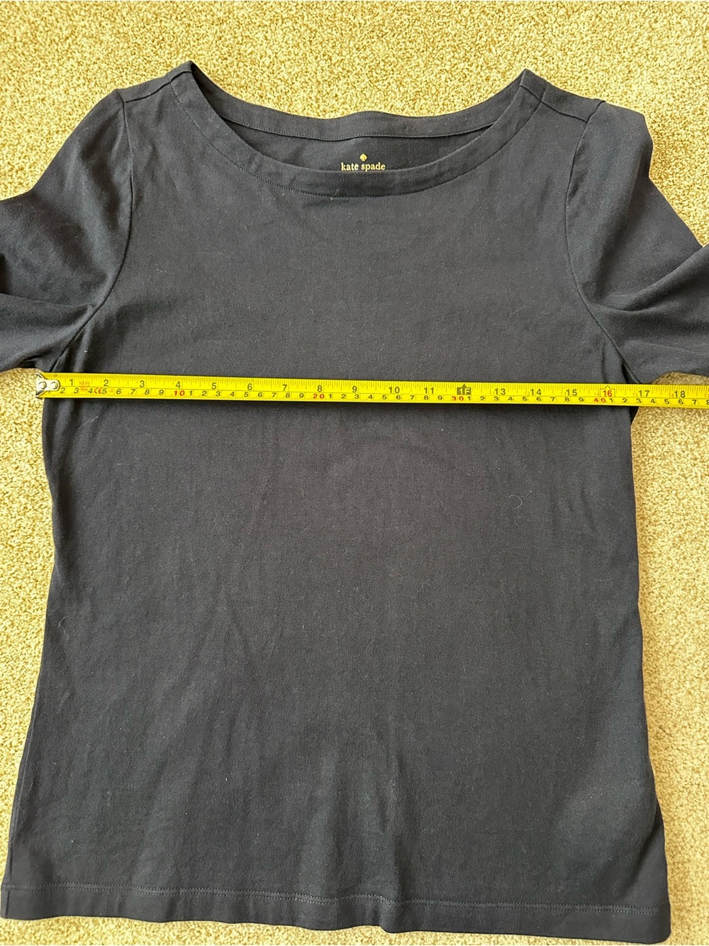 Kate Spade Navy Blue Cotton Ruffle Bell Sleeve Top Medium - Picture 6 of 7